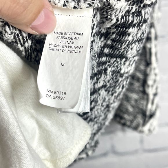 Lucky Brand Sweater Women's Medium White Plaid Tweed Knit Stretch Cadigan Jacket - Picture 5 of 11